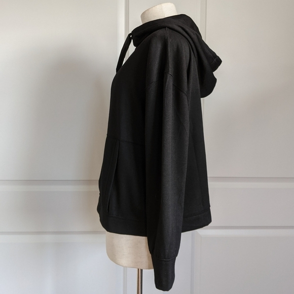 Magaschoni Pullover Hooded Drawstring Kangaroo Pocket Viscose Blend Black L NWT - Picture 10 of 12